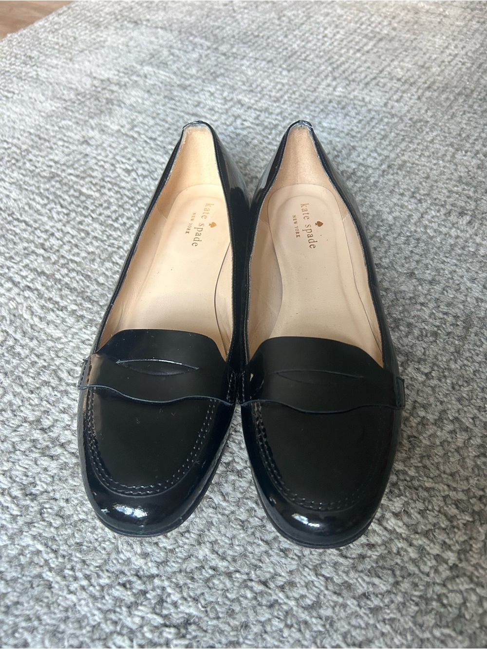 kate spade Black Patent Leather Penny Loafer Flats